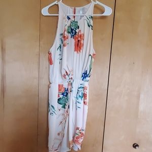cream/light orange floral halter dress